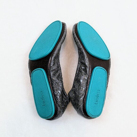 Slate Grey Croc Tieks Patent Leather Ballet Flats - Picture 6 of 9